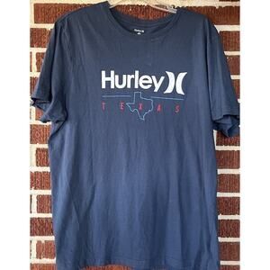 Hurley Blue Texas Themed 100% Cotton Short Sleeve T- Shirt Size XL